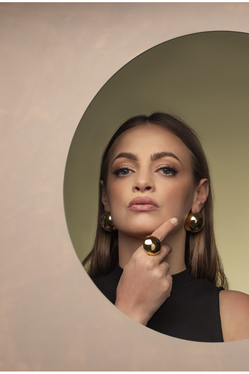 Gold large half-sphere ring – gold-plated stainless steel