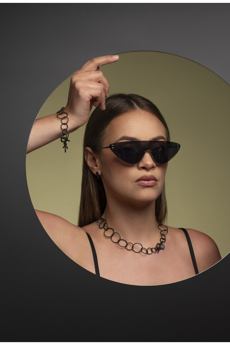 Black matte stainless steel 2-in-1 necklace – elegant and modern