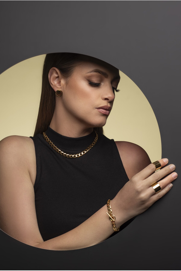 Gold plated stainless steel curb chain bracelet 2