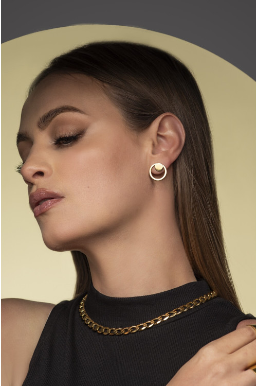 Gold-plated stainless steel 2-in-1 earring set