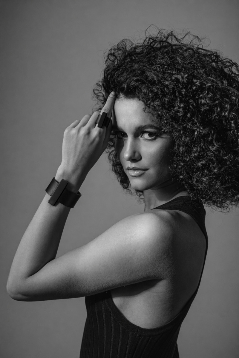Black leather bracelet with matte steel clasp | moora.eu