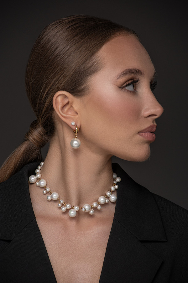 Gold-plated stainless steel ball pearl earrings 6 mm 2