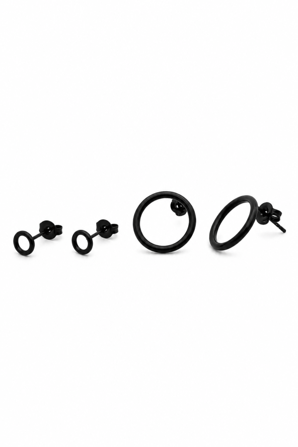 Black hoop earrings with studs