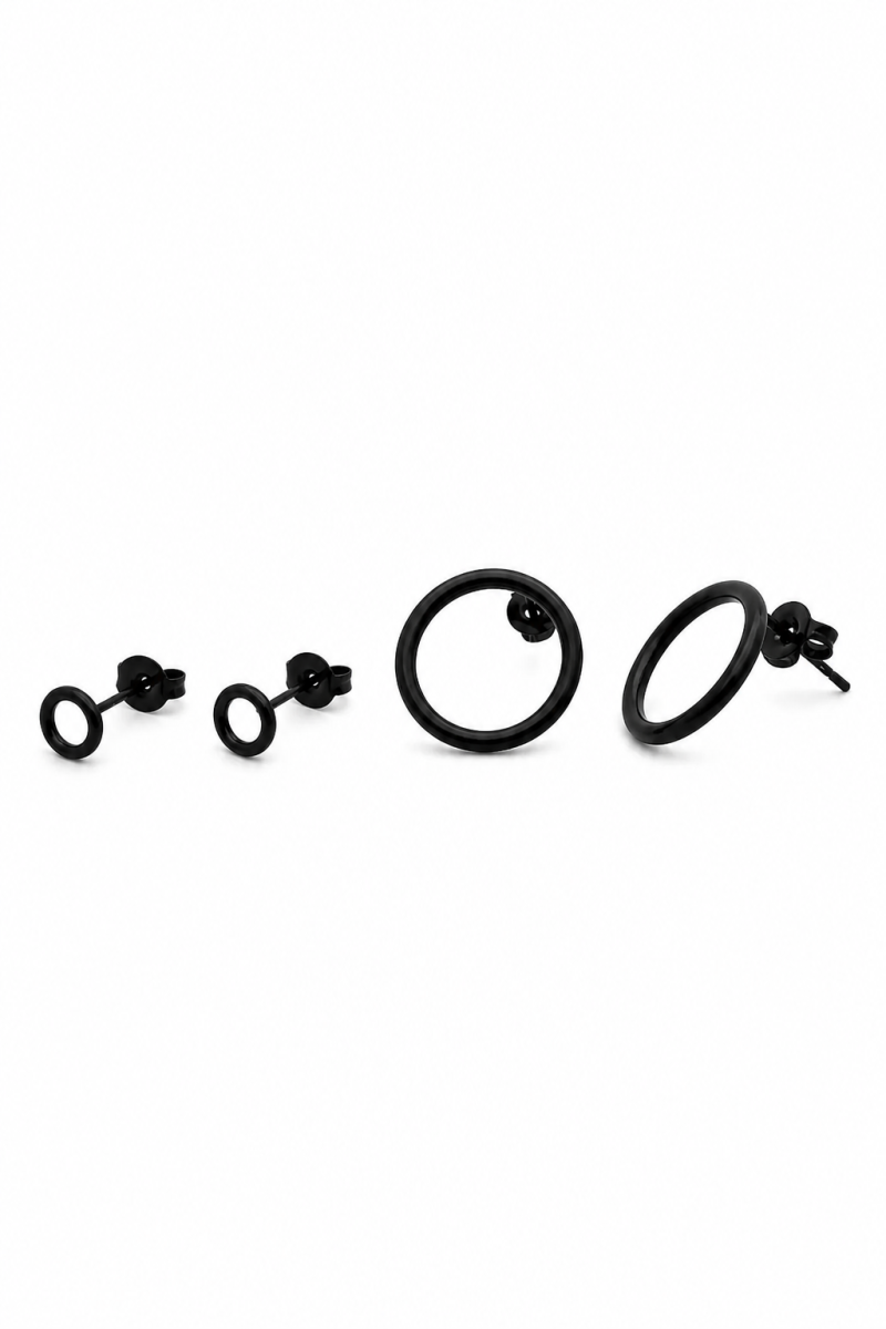 Black hoop earrings with studs