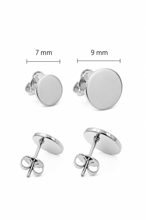 Silver-tone disc stud earrings