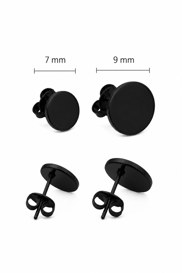 Black disc stud earrings
