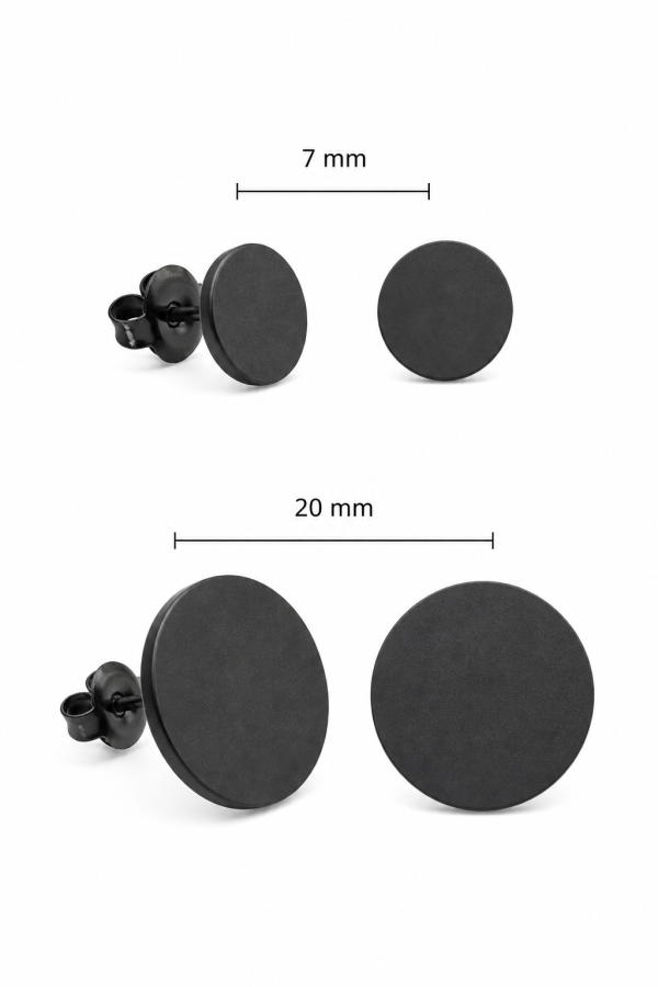 Set of black stud earrings, 7 and 20 mm | moora