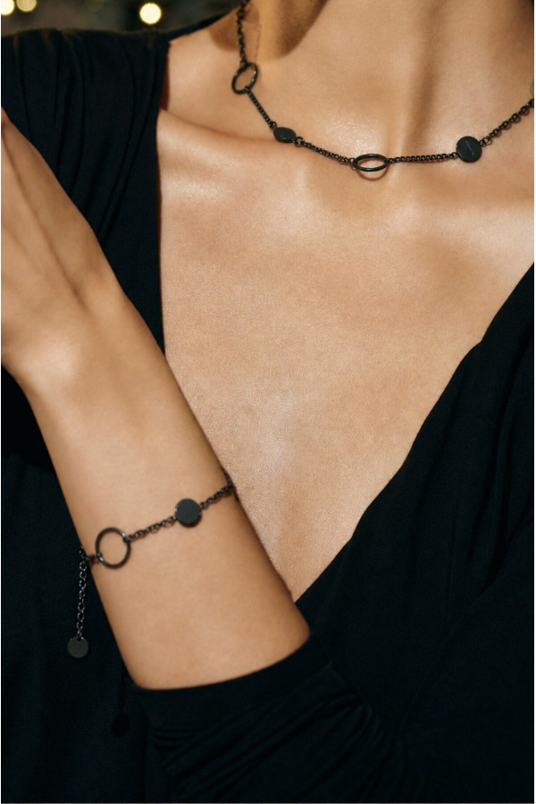 Set of two black stainless steel bracelets with lobster clasps 2
