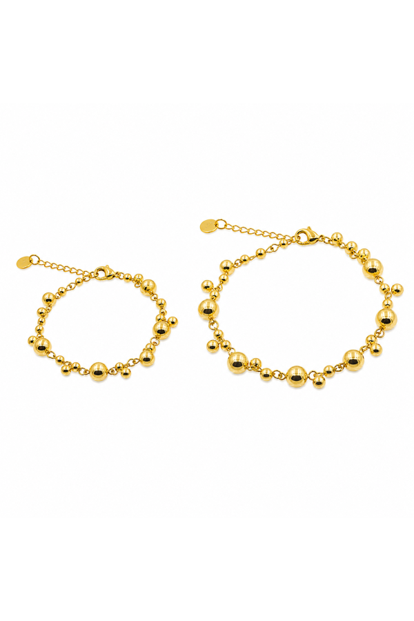 Set of gold beaded bracelets | stainless steel | moora.eu