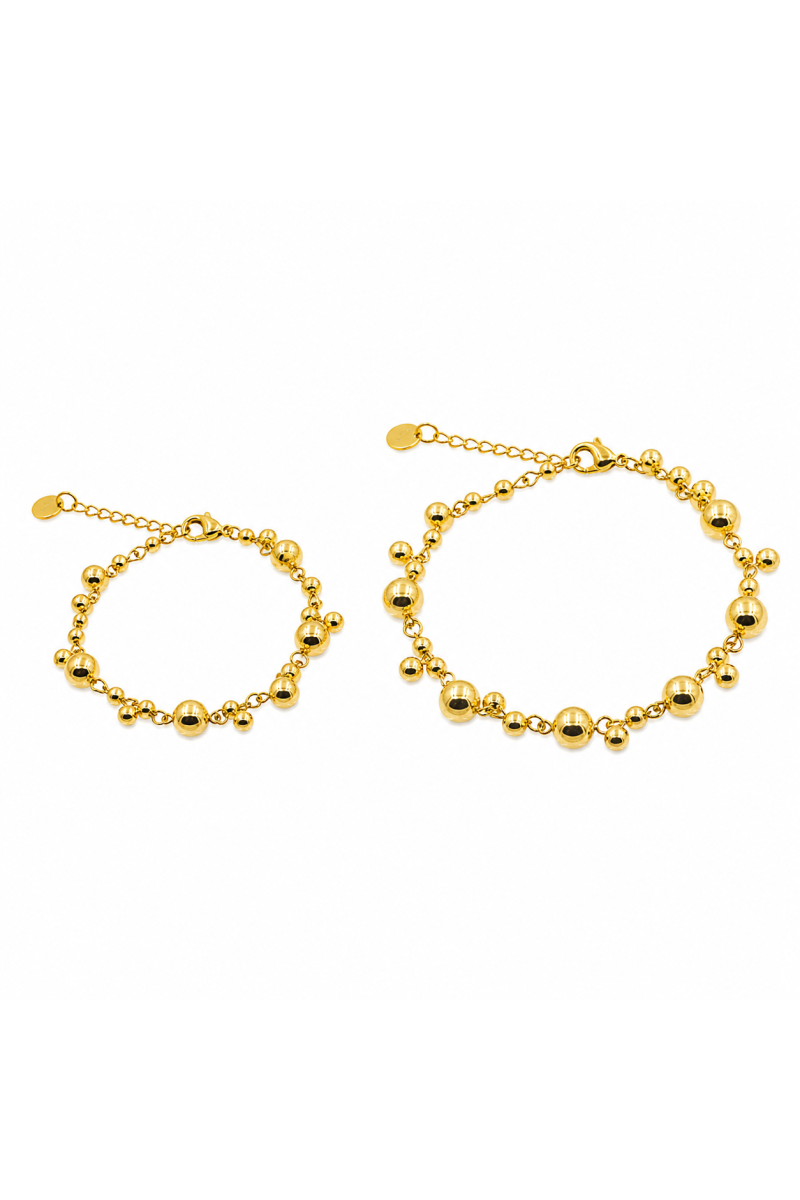 Set of gold beaded bracelets | stainless steel | moora.eu