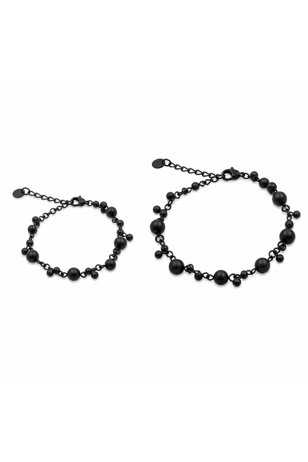 Set of gold beaded bracelets | stainless steel | moora.eu