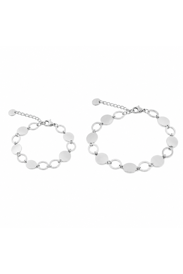 Set of 2 silver beaded bracelets | stainless steel | moora.eu