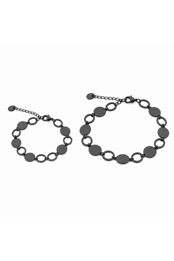 Set of 2 black bracelets with circles | stainless steel | moora.eu