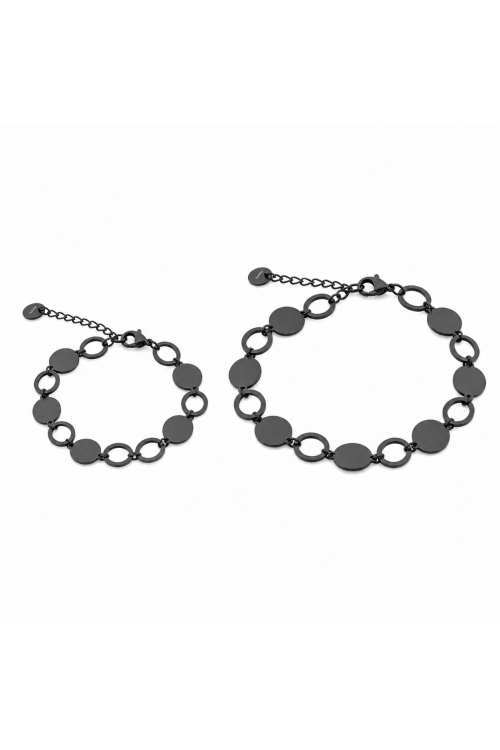 Set of 2 black bracelets with circles | stainless steel | moora.eu