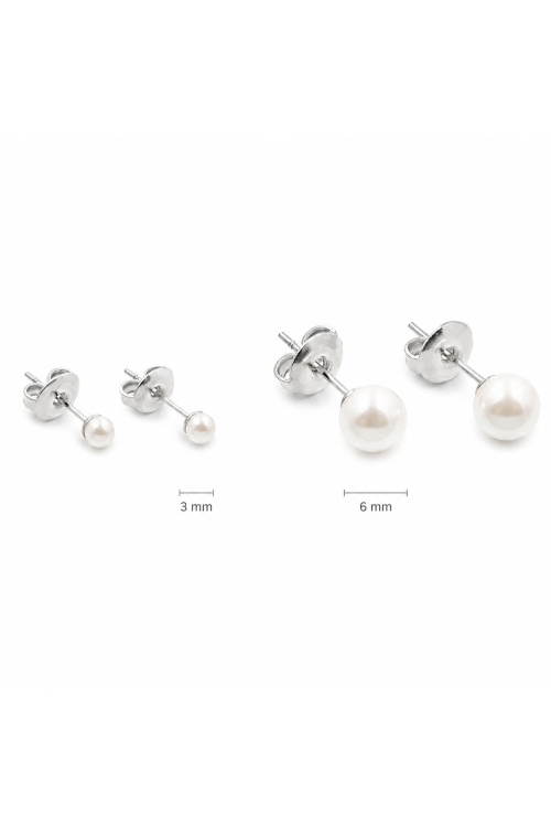 Set of 2 pairs of silver earrings with shell pearls | moora