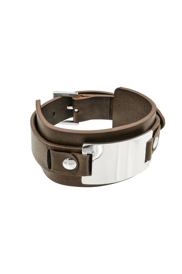 Men’s adjustable brown faux leather bracelet | moora