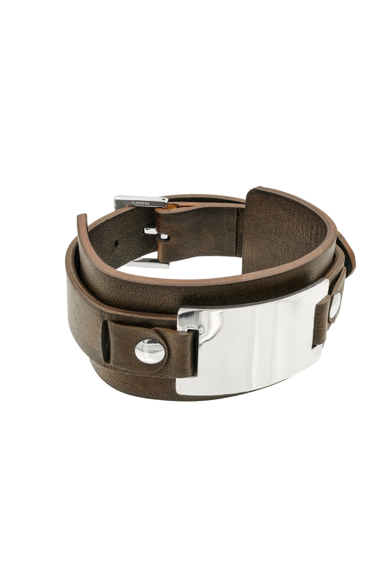 Men’s adjustable brown faux leather bracelet | moora