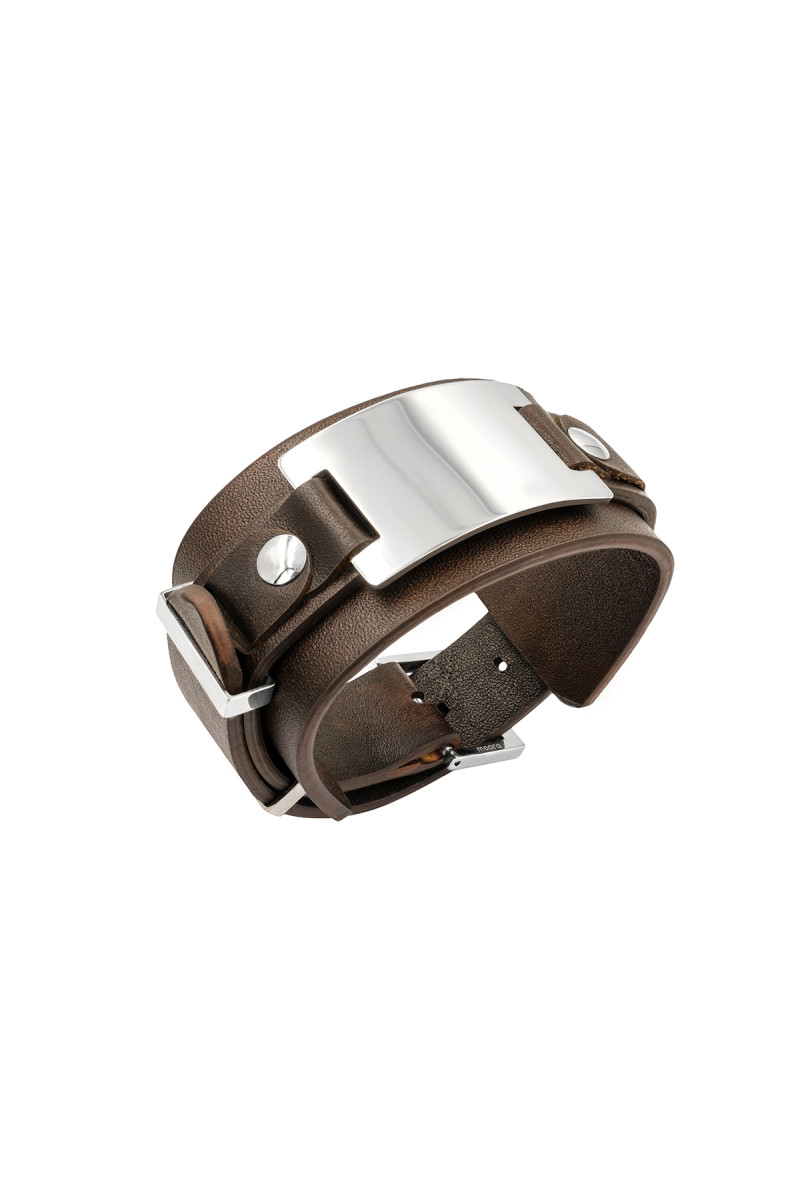 Men’s adjustable brown faux leather bracelet | moora