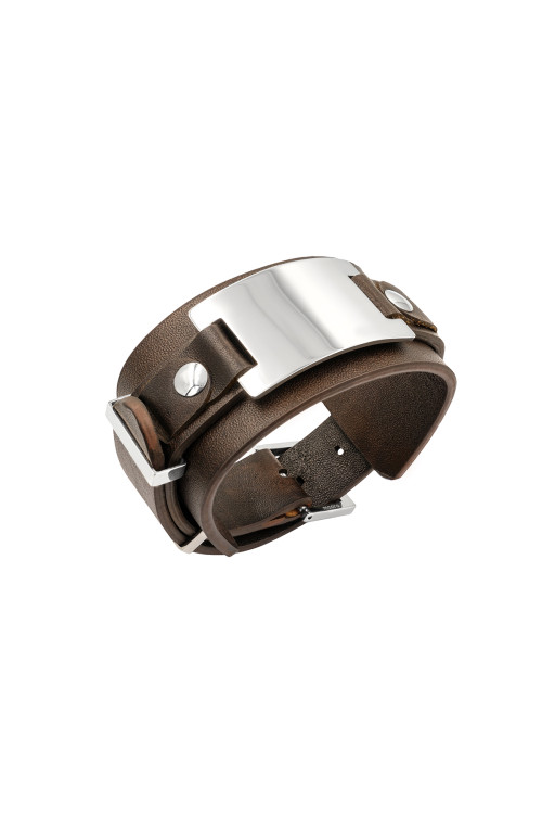 Men’s adjustable brown faux leather bracelet | moora