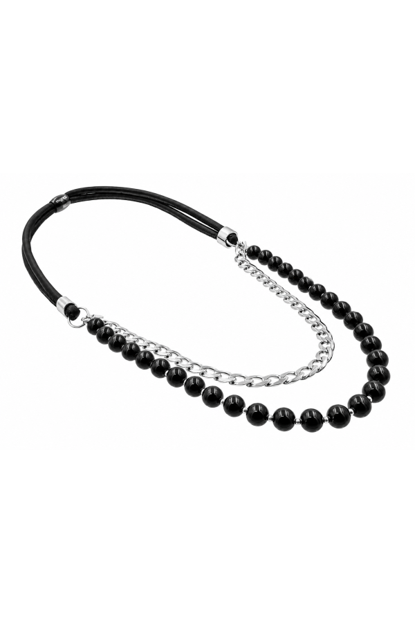Original necklace made of natural onyx and leather 2