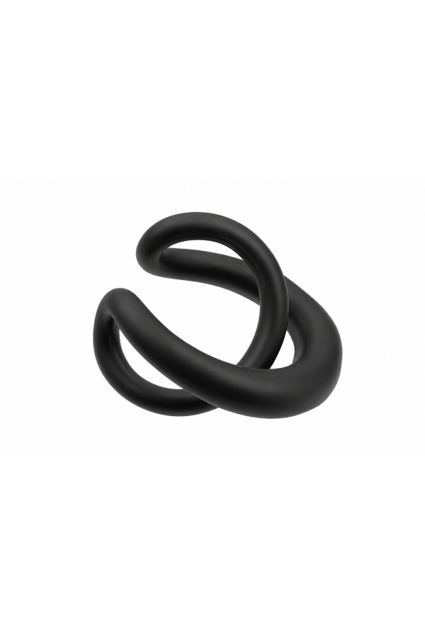 An interlaced-design earpiece made of matt black stainless steel