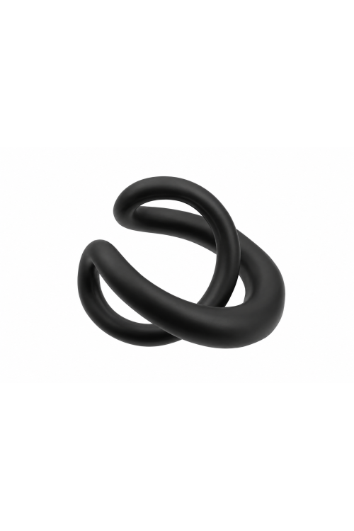 An interlaced-design earpiece made of matt black stainless steel