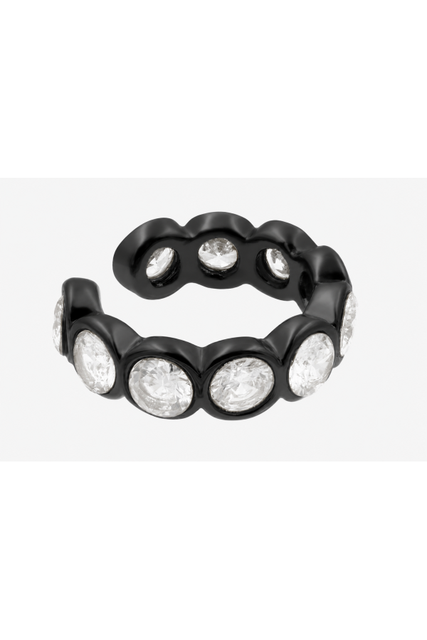 Earring with cubic zirconia, made from matt black stainless steel