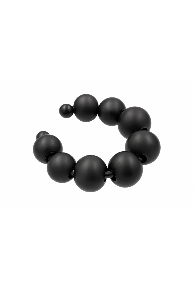 Earring with beads made of matt black stainless steel