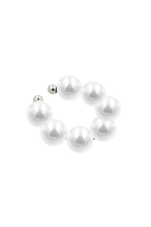 Shell-shaped pearl earring in stainless steel