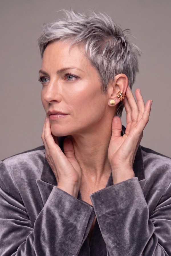 Trio ear cuff in gold-plated stainless steel 2