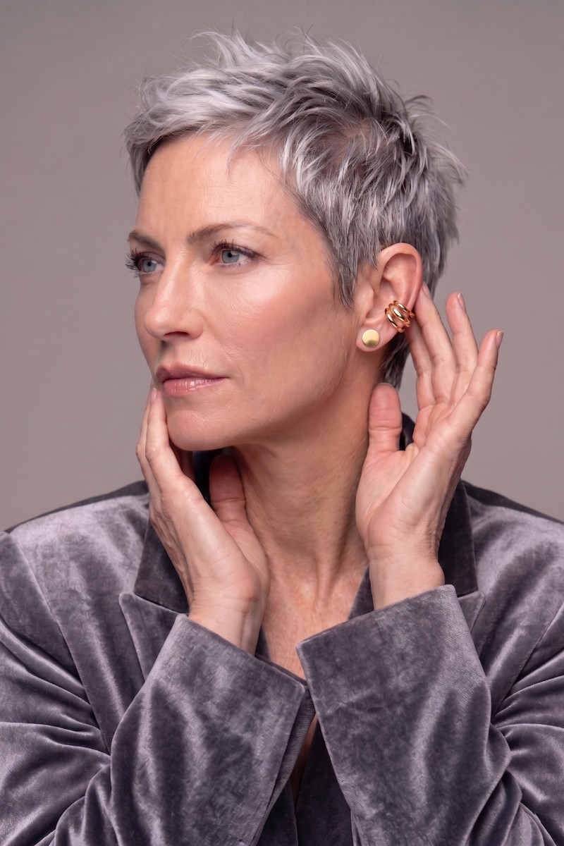 Trio ear cuff in gold-plated stainless steel