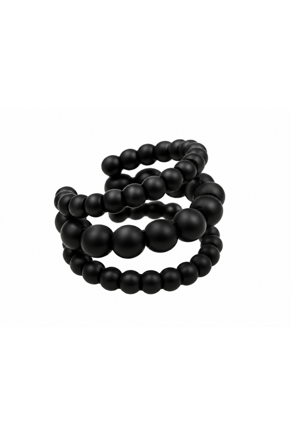 Black stainless steel bead earring