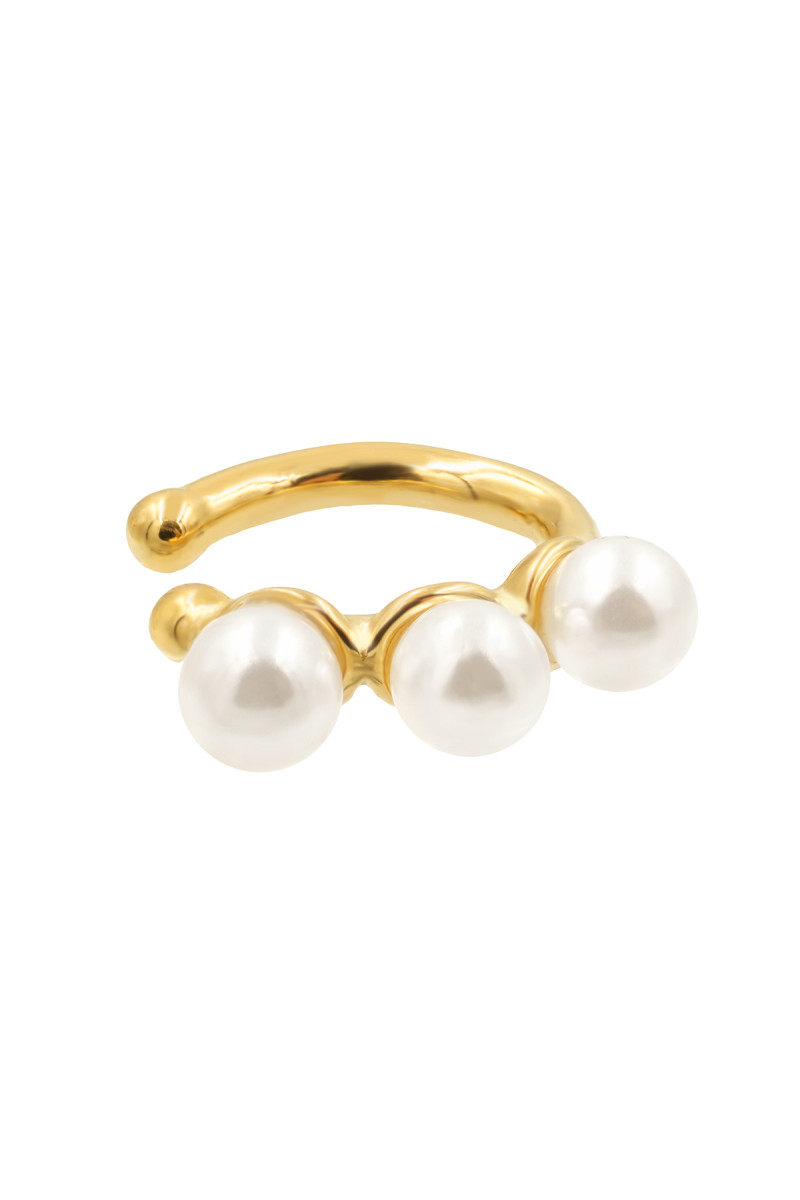 Gold-plated earring with three 4 mm shell pearls
