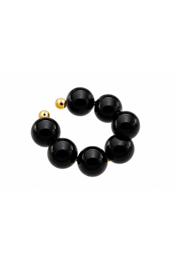 Gold-plated stainless steel earring with onyx | moora.eu