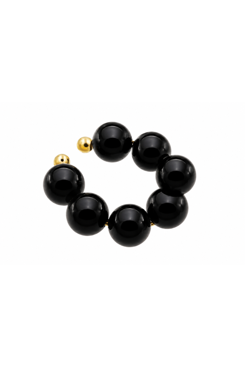 Gold-plated stainless steel earring with onyx | moora.eu