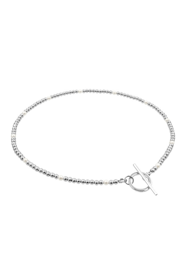 Necklace with shell pearls and silver beads | moora.eu