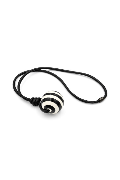 Timeless leather necklace with a striped wooden bead