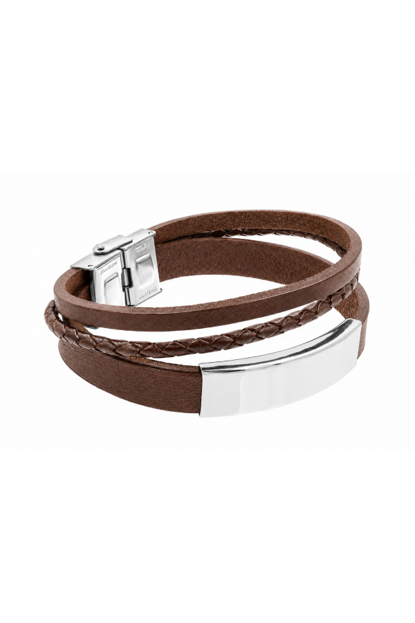 Brown triple-strand men's bracelet for engraving