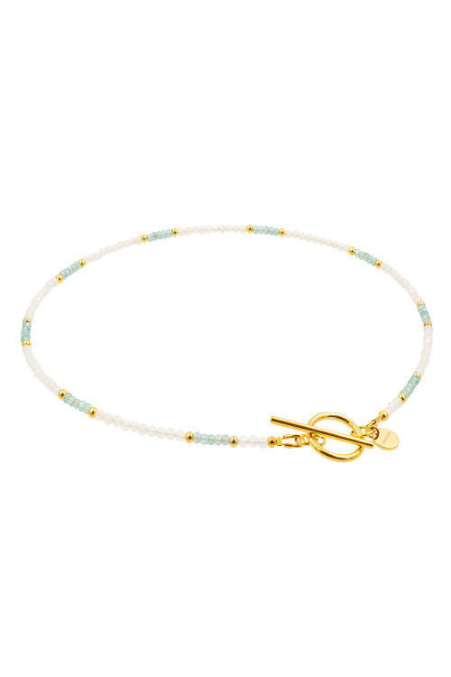 moora BLUEMOON necklace with milky white moonstone and light blue apatite