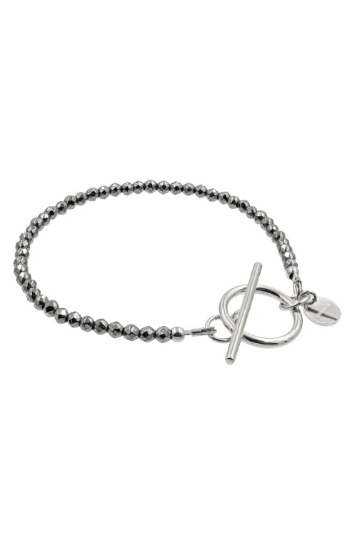 Hematite bracelet with stainless steel toggle clasp