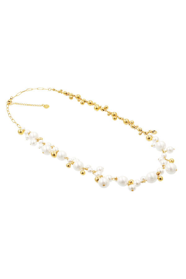 Gold-plated stainless steel necklace with white pearls | moora.eu