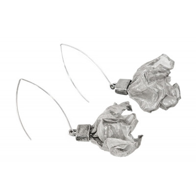 Handmade earrings made of matte stainless steel mesh and 925 silver