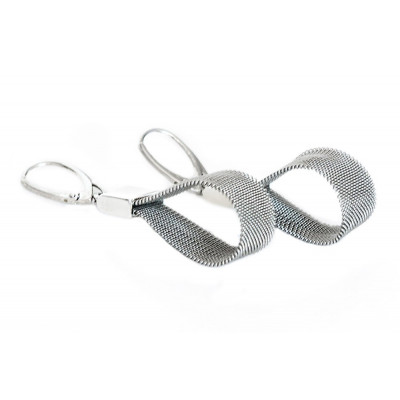 Handmade earrings with stainless steel mesh and 925 silver