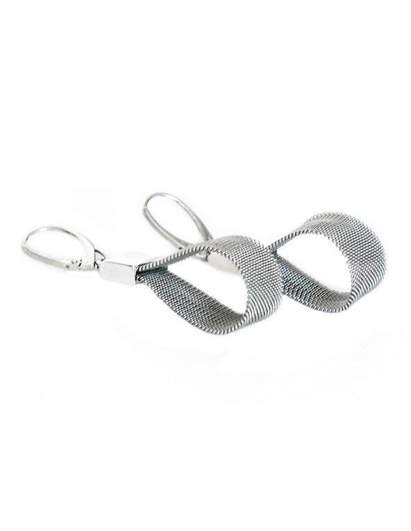 Handmade earrings with stainless steel mesh and 925 silver